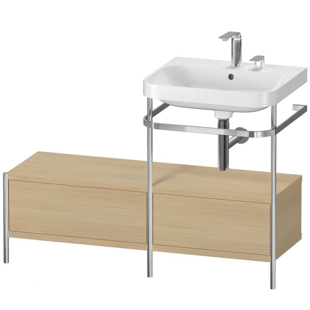 Happy D.2 Plus C-Shaped Vanity Kit with Sink and Metal Console Mediterranean Oak