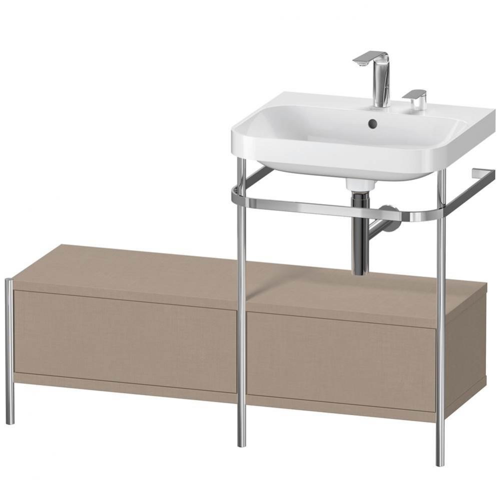 Happy D.2 Plus C-Shaped Vanity Kit with Sink and Metal Console Linen