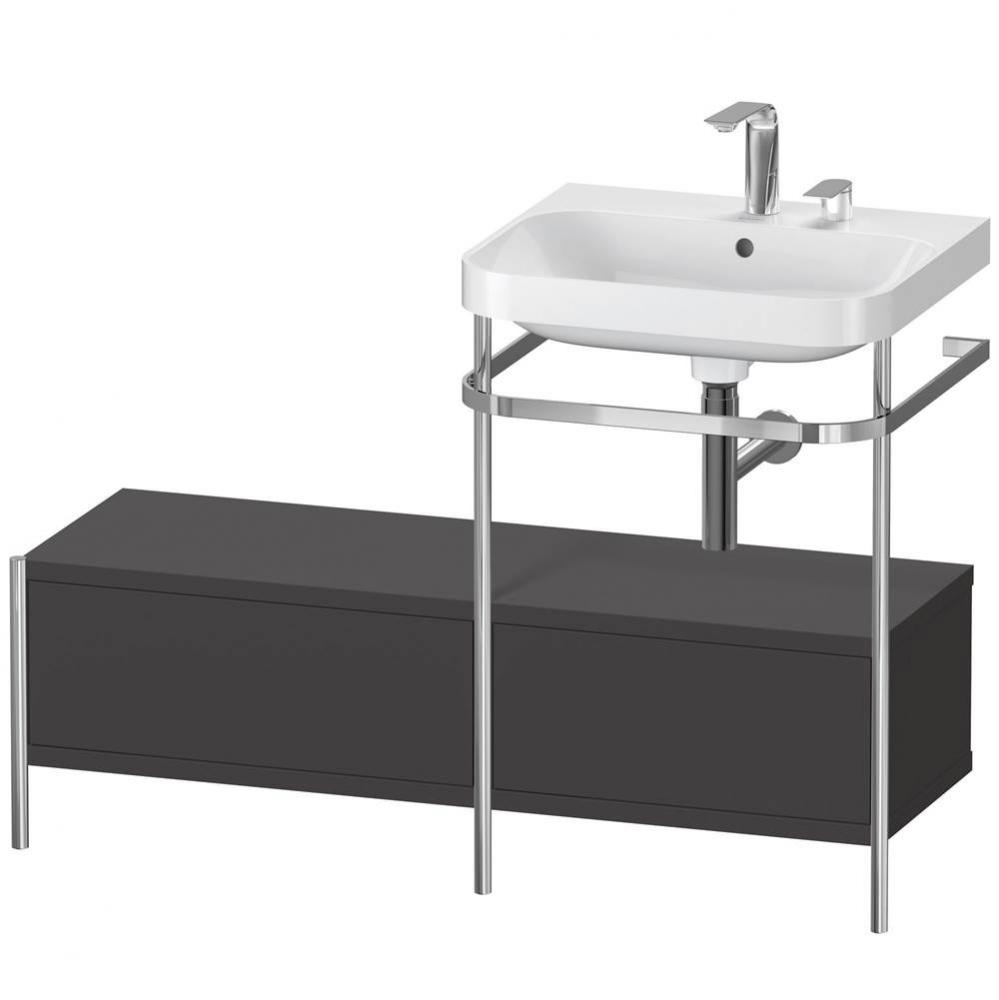 Happy D.2 Plus C-Shaped Vanity Kit with Sink and Metal Console Graphite