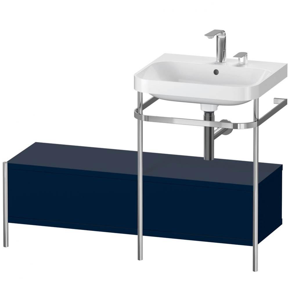 Happy D.2 Plus C-Shaped Vanity Kit with Sink and Metal Console Midnight Blue