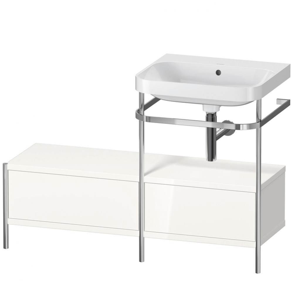 Happy D.2 Plus C-Shaped Vanity Kit with Sink and Metal Console White