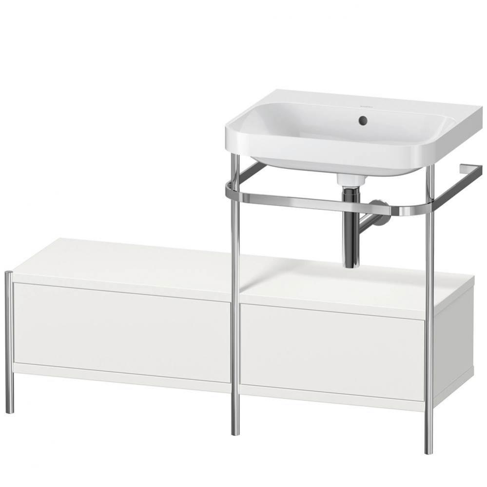 Happy D.2 Plus C-Shaped Vanity Kit with Sink and Metal Console Nordic White