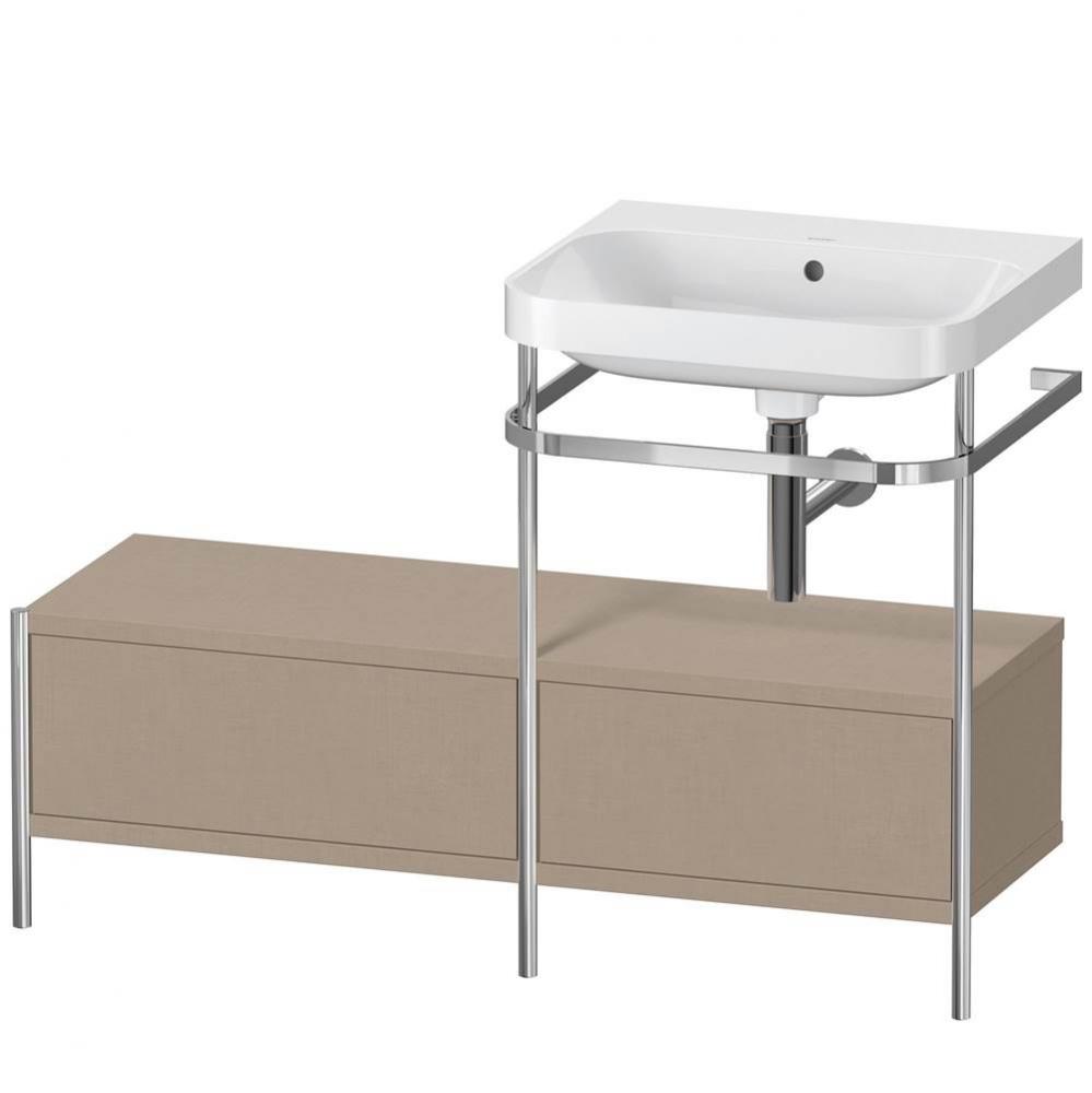 Happy D.2 Plus C-Shaped Vanity Kit with Sink and Metal Console Linen