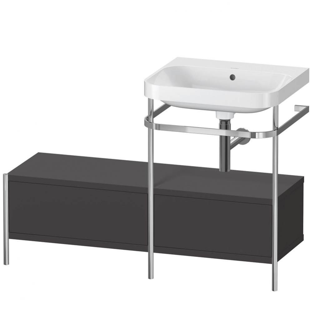 Happy D.2 Plus C-Shaped Vanity Kit with Sink and Metal Console Graphite