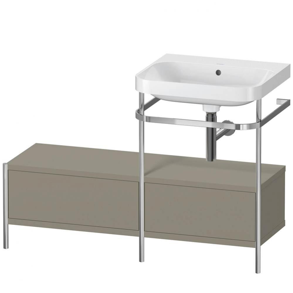 Happy D.2 Plus C-Shaped Vanity Kit with Sink and Metal Console Stone Gray