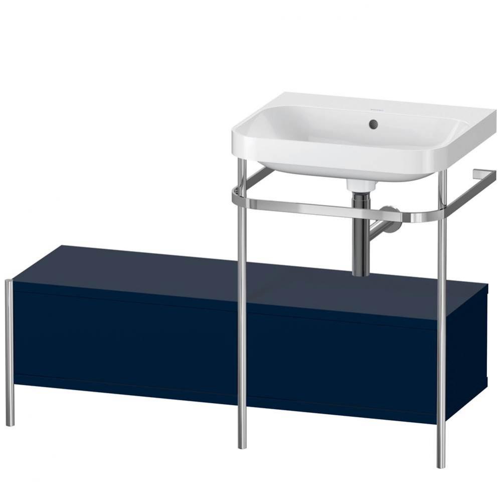 Happy D.2 Plus C-Shaped Vanity Kit with Sink and Metal Console Midnight Blue