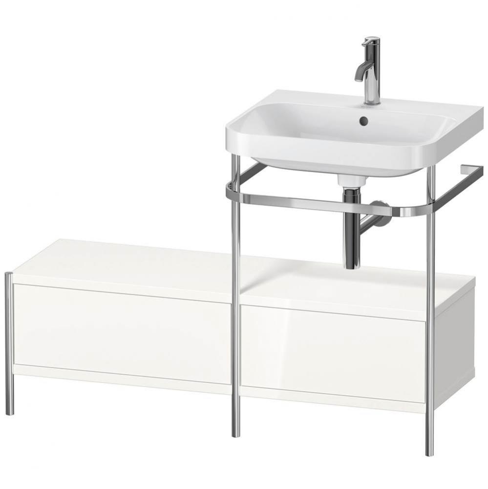 Happy D.2 Plus C-Shaped Vanity Kit with Sink and Metal Console White