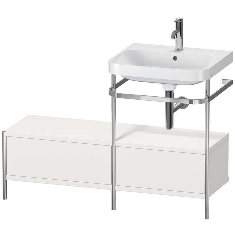 Happy D.2 Plus C-Shaped Vanity Kit with Sink and Metal Console Nordic White