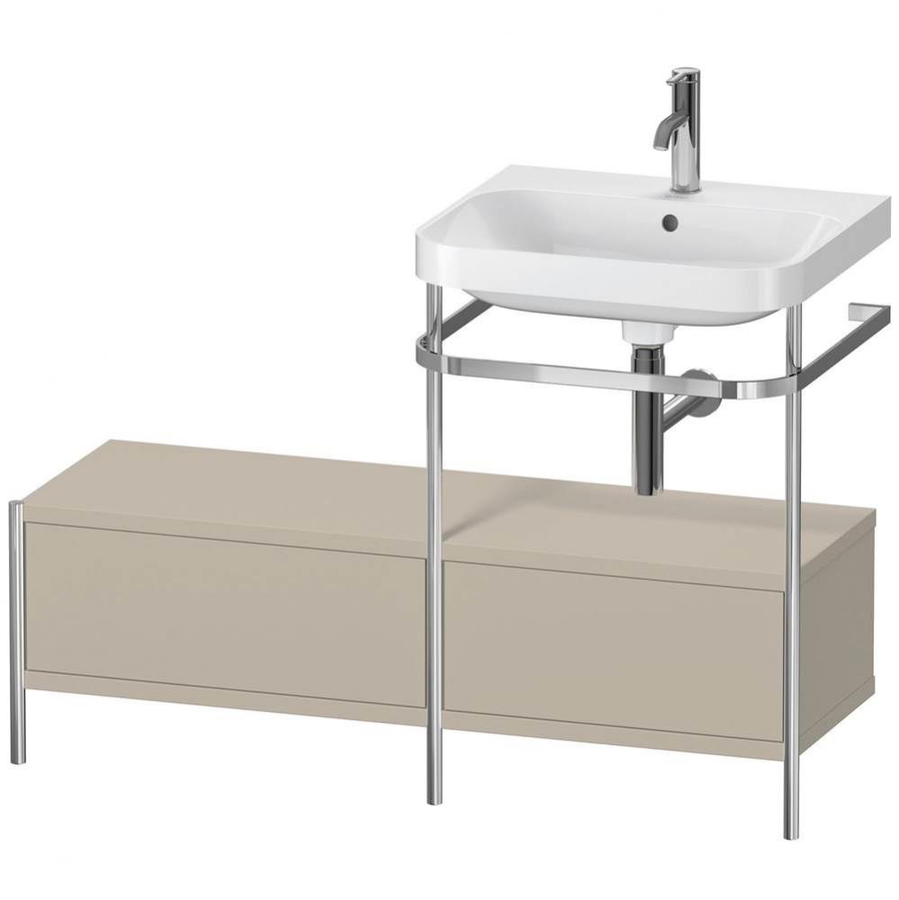 Happy D.2 Plus C-Shaped Vanity Kit with Sink and Metal Console Taupe