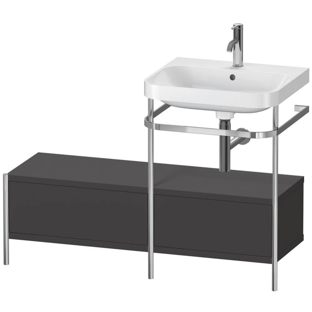 Happy D.2 Plus C-Shaped Vanity Kit with Sink and Metal Console Graphite