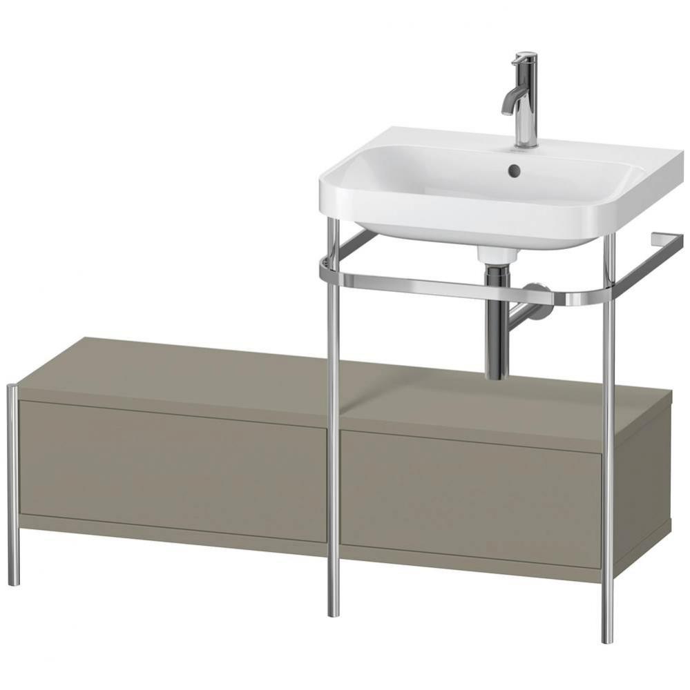 Happy D.2 Plus C-Shaped Vanity Kit with Sink and Metal Console Stone Gray