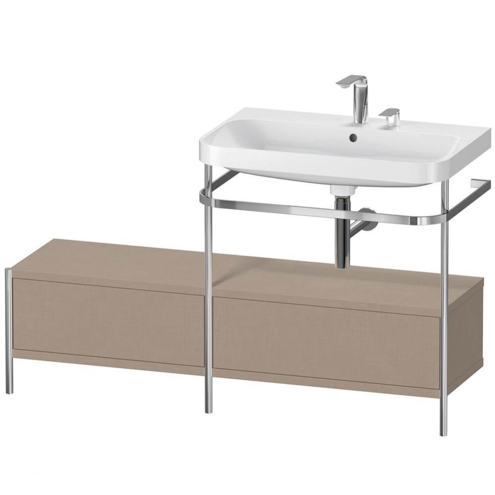 Happy D.2 Plus C-Shaped Vanity Kit with Sink and Metal Console Linen