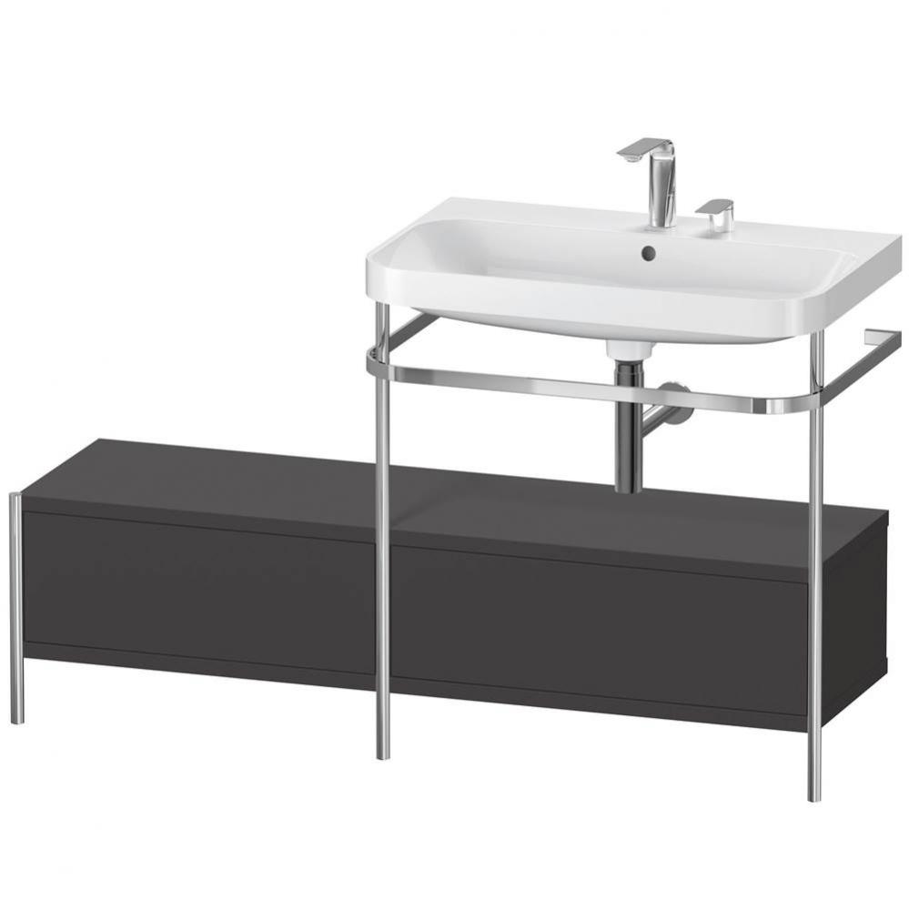 Happy D.2 Plus C-Shaped Vanity Kit with Sink and Metal Console Graphite