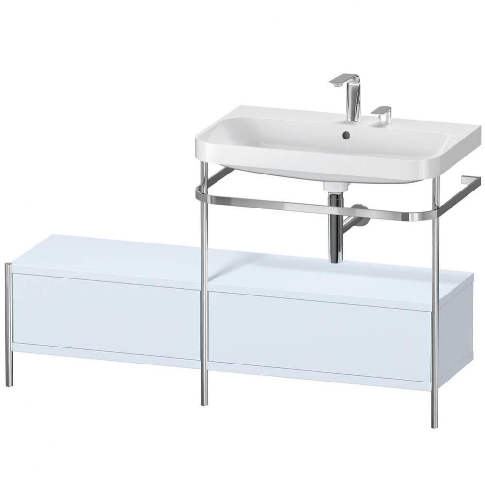 Duravit Happy D.2 Plus C-Shaped Vanity Kit with Sink and Metal Console Light Blue