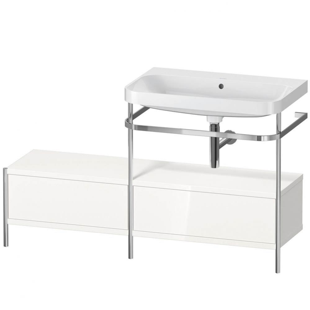 Happy D.2 Plus C-Shaped Vanity Kit with Sink and Metal Console White