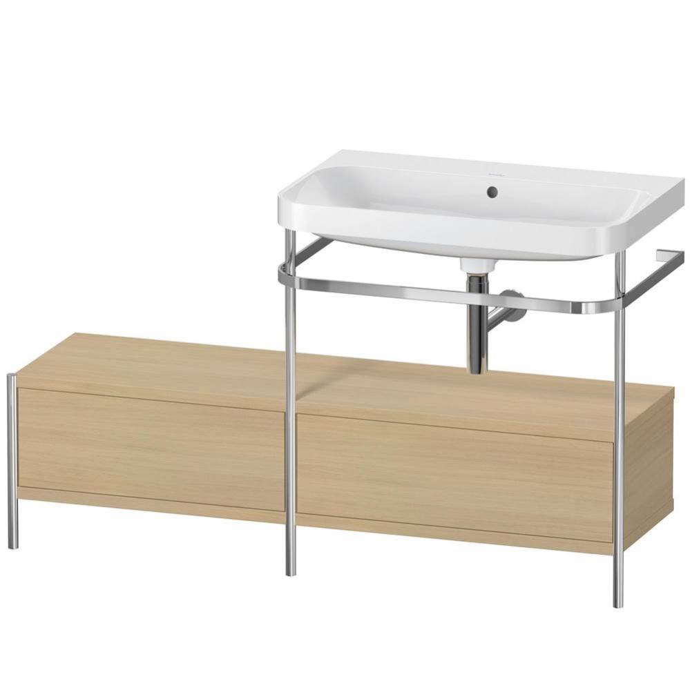 Happy D.2 Plus C-Shaped Vanity Kit with Sink and Metal Console Mediterranean Oak