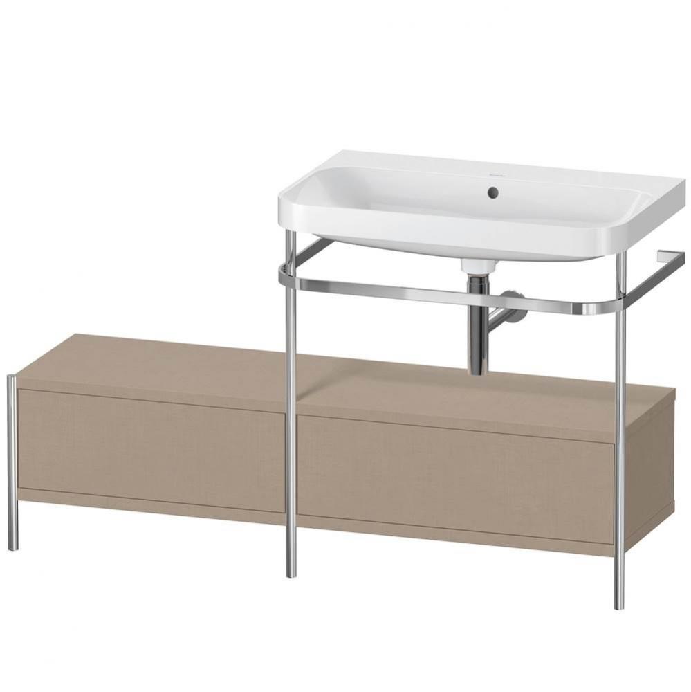 Happy D.2 Plus C-Shaped Vanity Kit with Sink and Metal Console Linen