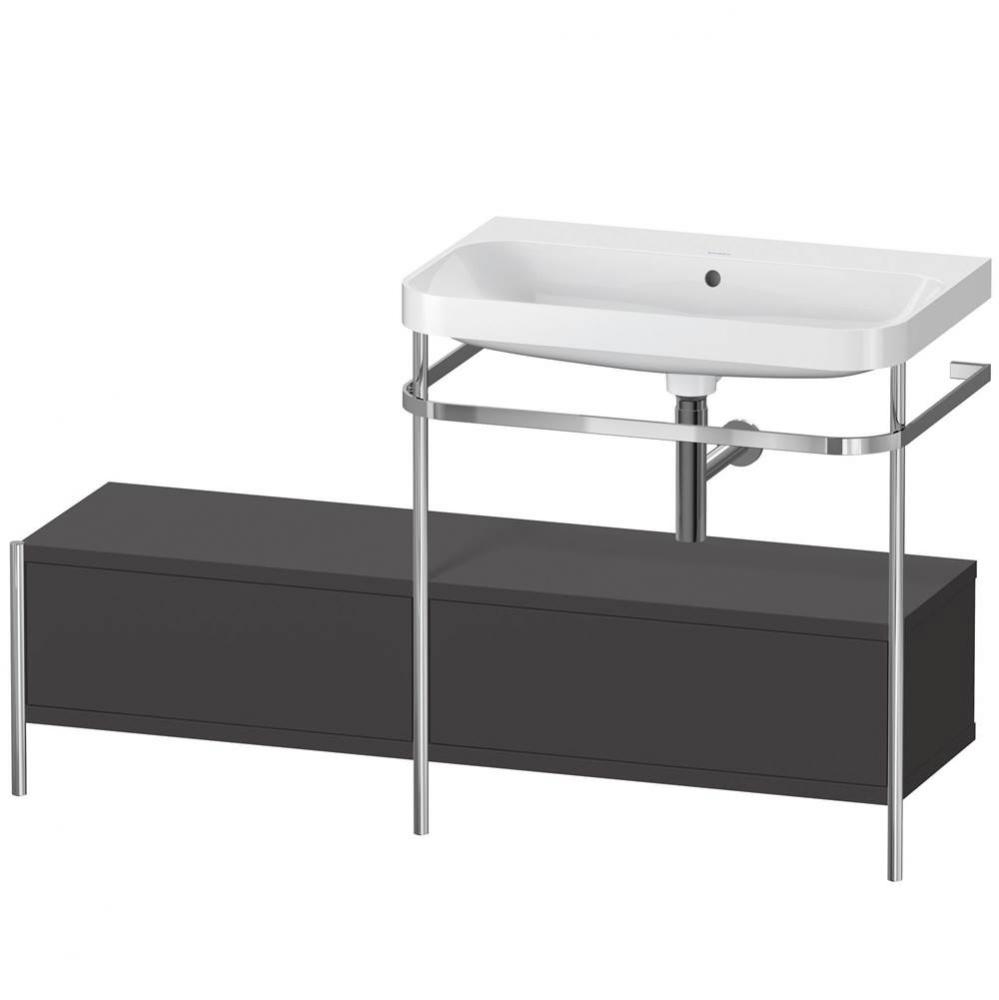 Happy D.2 Plus C-Shaped Vanity Kit with Sink and Metal Console Graphite