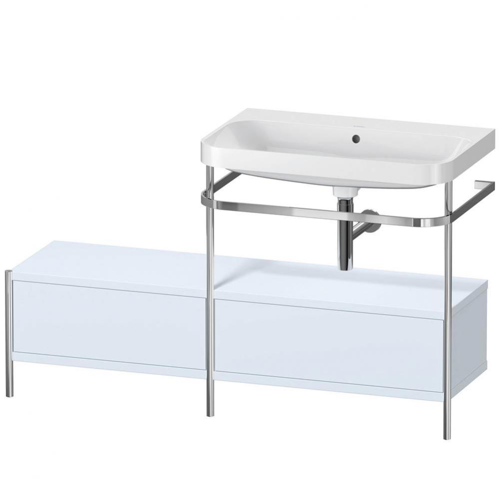 Duravit Happy D.2 Plus C-Shaped Vanity Kit with Sink and Metal Console Light Blue