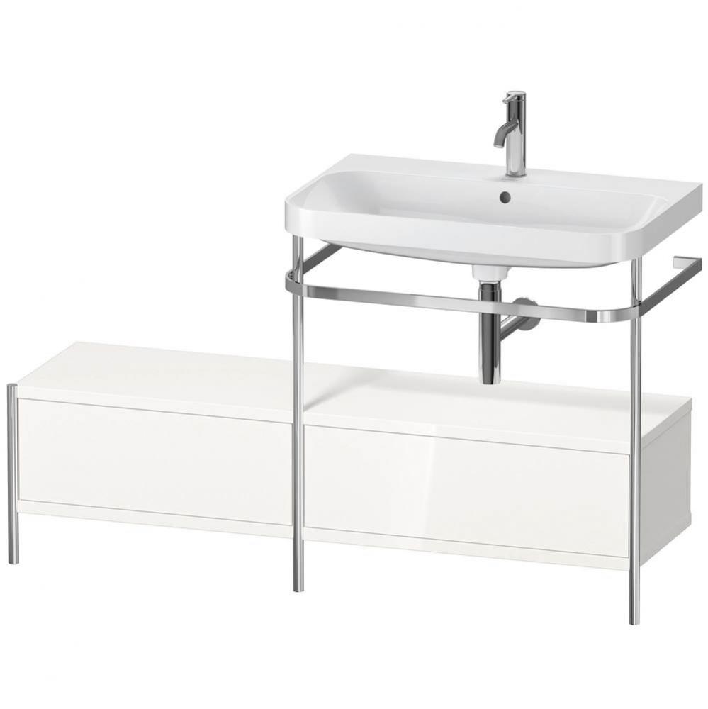 Happy D.2 Plus C-Shaped Vanity Kit with Sink and Metal Console White