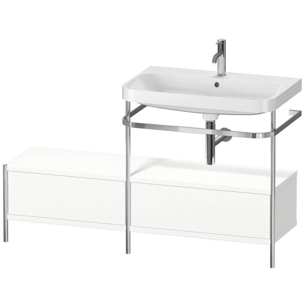 Happy D.2 Plus C-Shaped Vanity Kit with Sink and Metal Console White