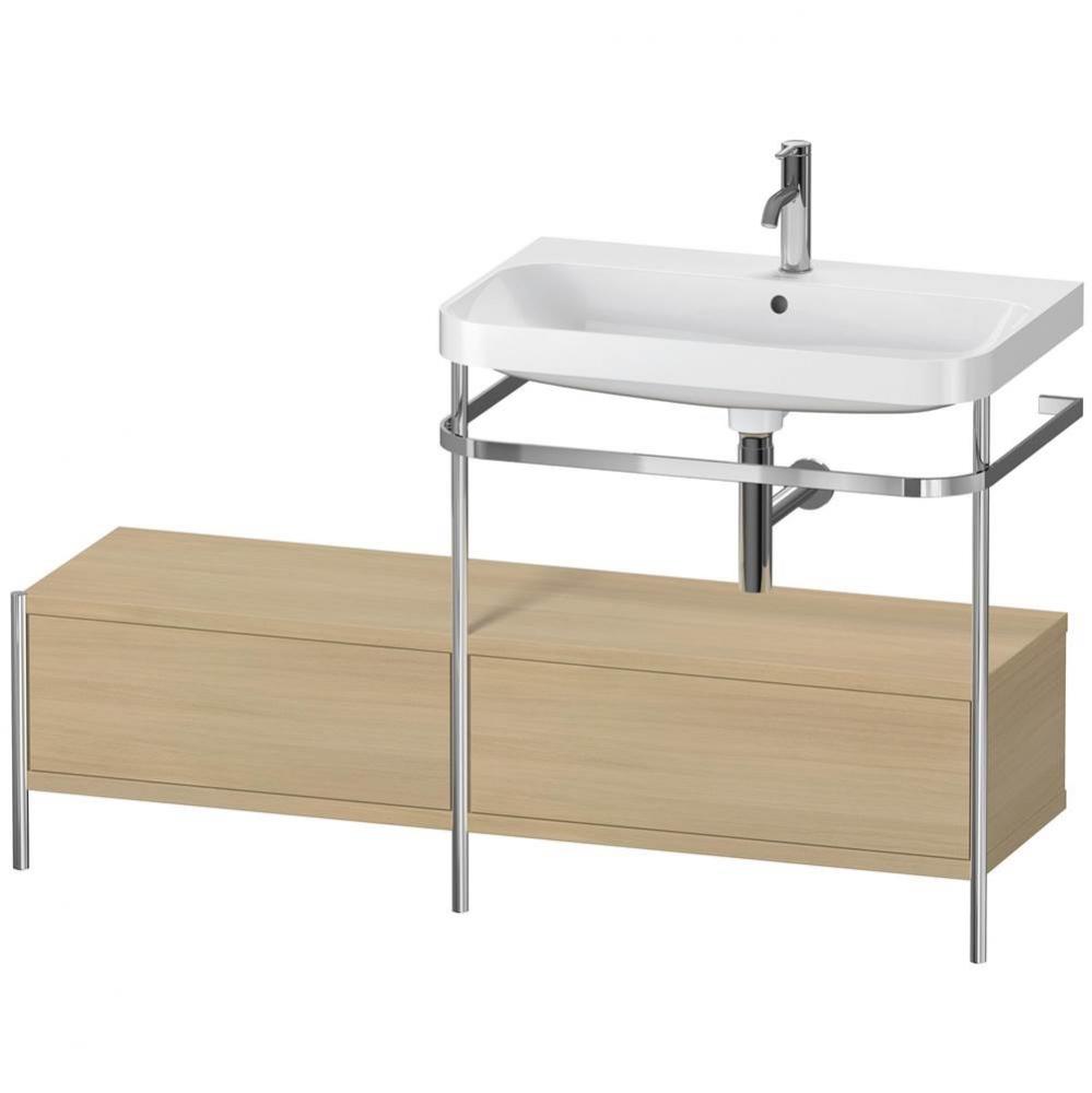 Happy D.2 Plus C-Shaped Vanity Kit with Sink and Metal Console Mediterranean Oak