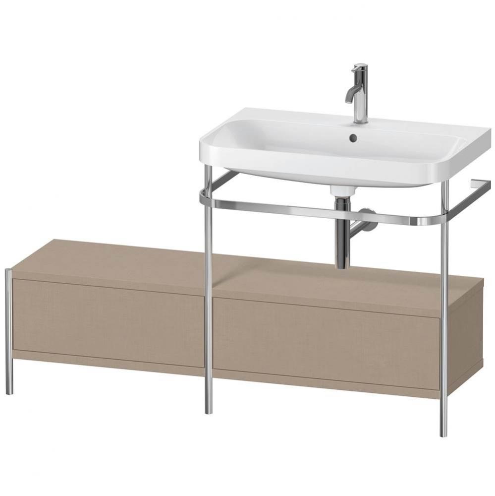 Happy D.2 Plus C-Shaped Vanity Kit with Sink and Metal Console Linen