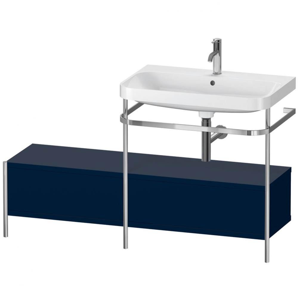 Happy D.2 Plus C-Shaped Vanity Kit with Sink and Metal Console Midnight Blue