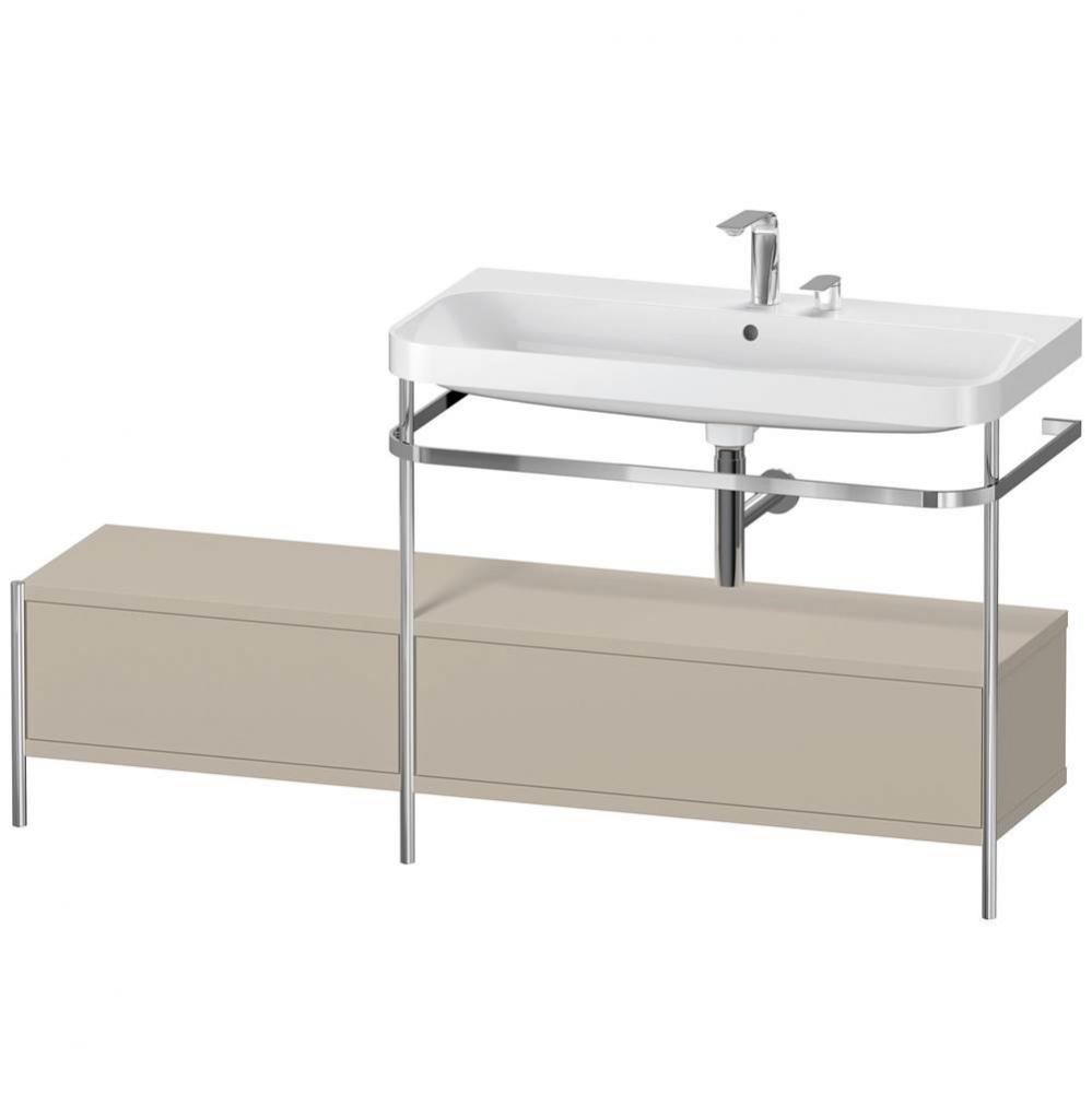 Happy D.2 Plus C-Shaped Vanity Kit with Sink and Metal Console Taupe