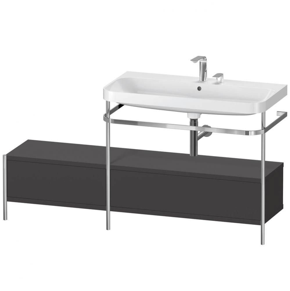 Happy D.2 Plus C-Shaped Vanity Kit with Sink and Metal Console Graphite