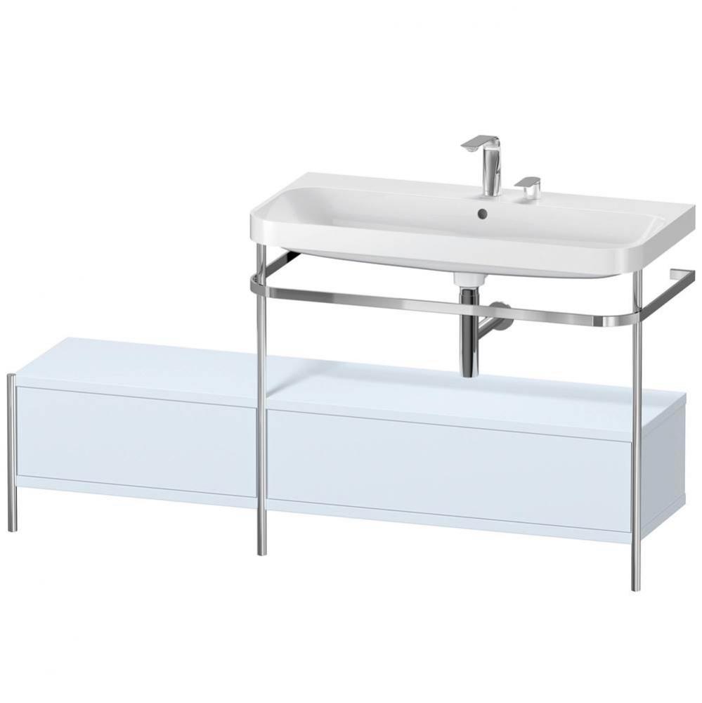 Duravit Happy D.2 Plus C-Shaped Vanity Kit with Sink and Metal Console Light Blue