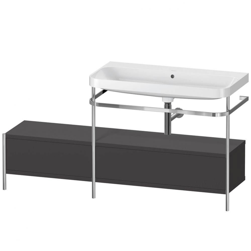 Happy D.2 Plus C-Shaped Vanity Kit with Sink and Metal Console Graphite