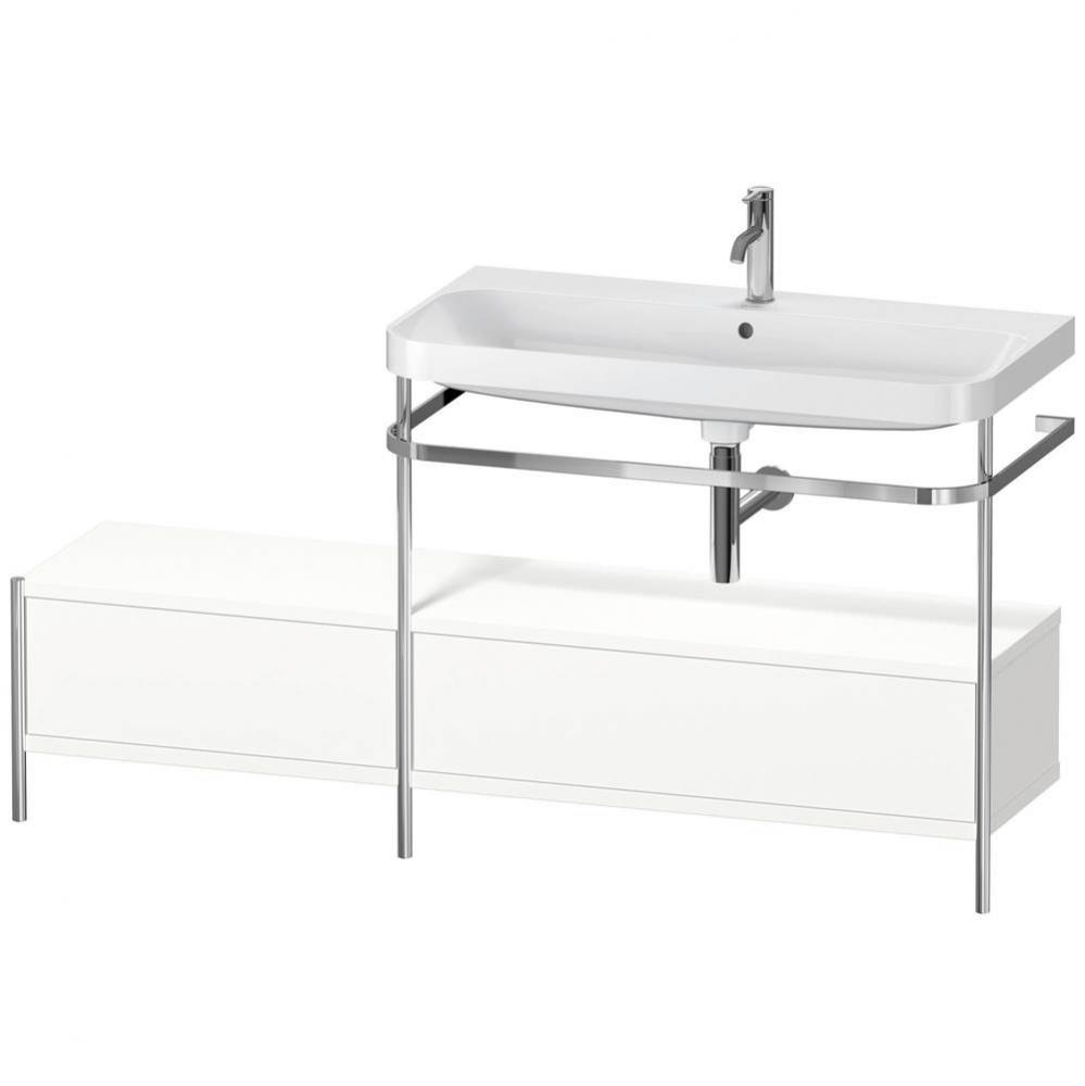 Happy D.2 Plus C-Shaped Vanity Kit with Sink and Metal Console White