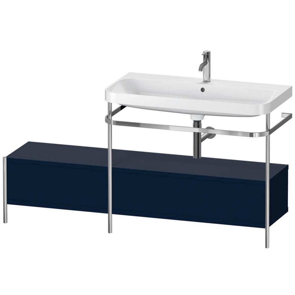 Happy D.2 Plus C-Shaped Vanity Kit with Sink and Metal Console Midnight Blue