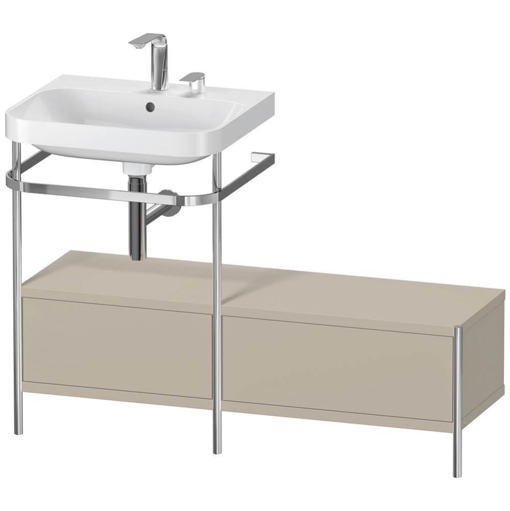 Happy D.2 Plus C-Shaped Vanity Kit with Sink and Metal Console Taupe