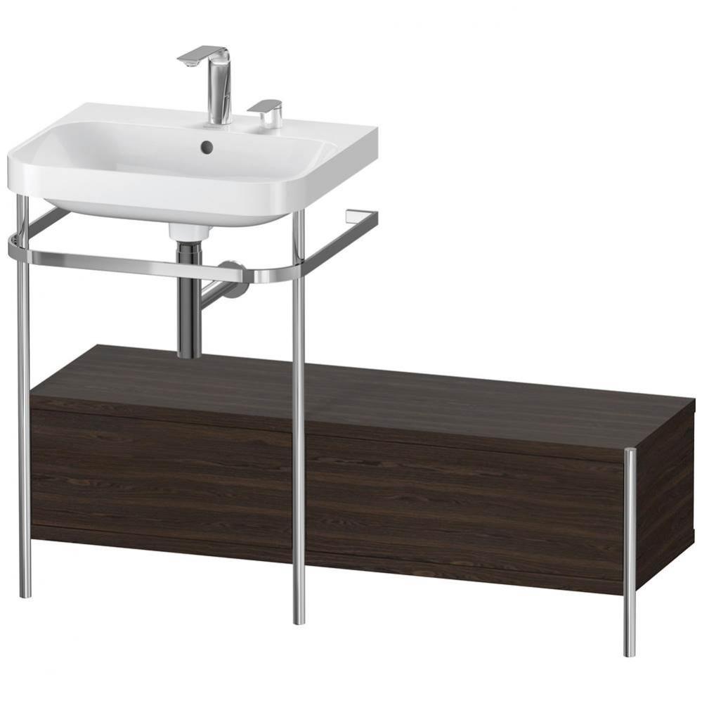 Happy D.2 Plus C-Shaped Vanity Kit with Sink and Metal Console Walnut Brushed