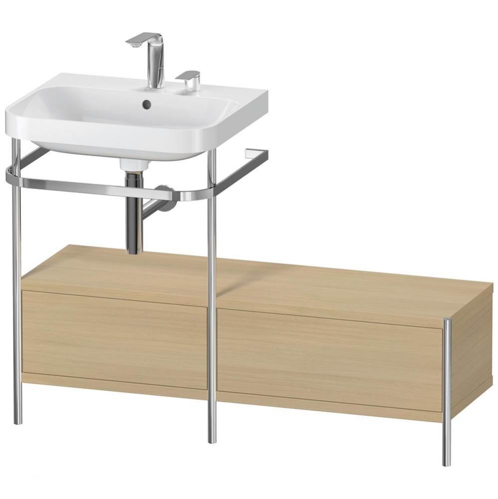 Happy D.2 Plus C-Shaped Vanity Kit with Sink and Metal Console Mediterranean Oak