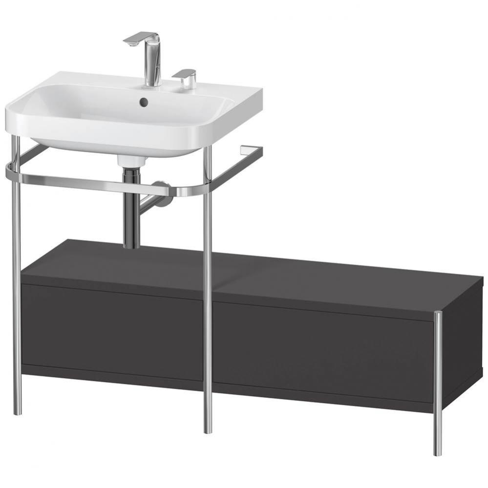 Happy D.2 Plus C-Shaped Vanity Kit with Sink and Metal Console Graphite