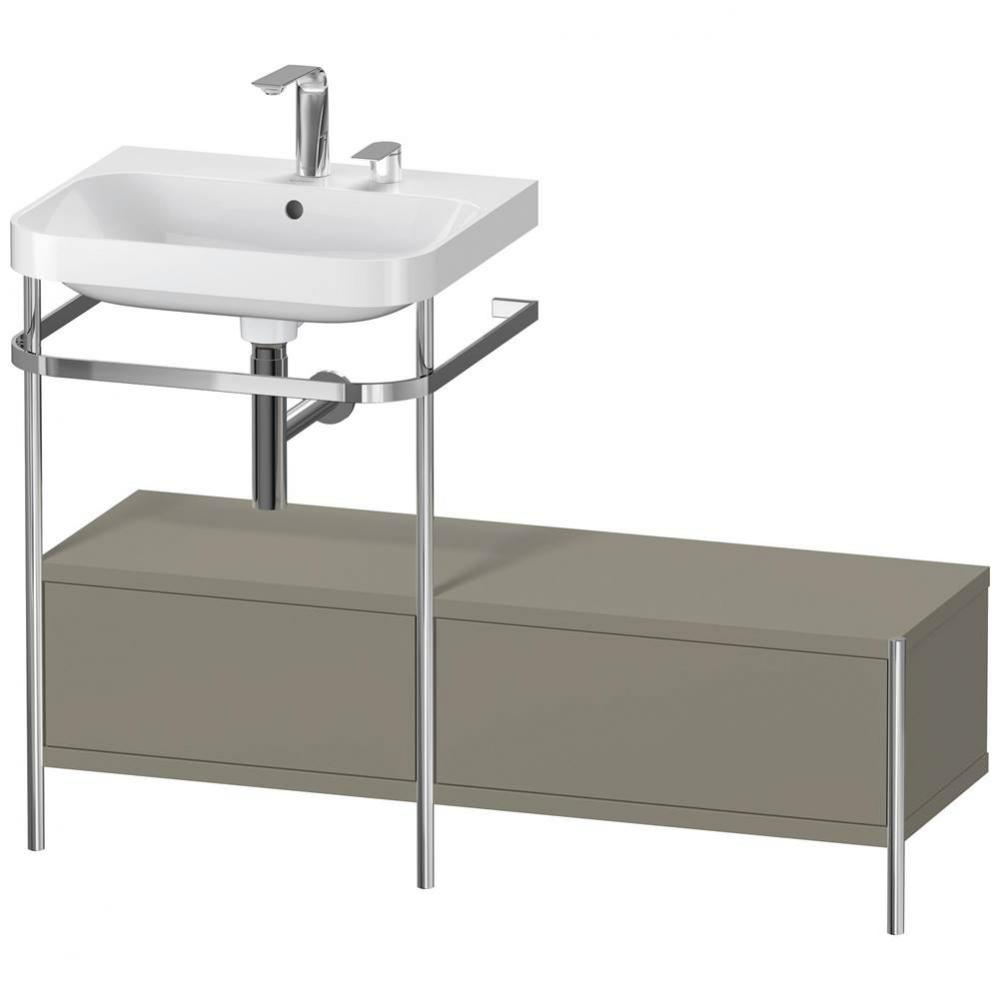 Happy D.2 Plus C-Shaped Vanity Kit with Sink and Metal Console Stone Gray