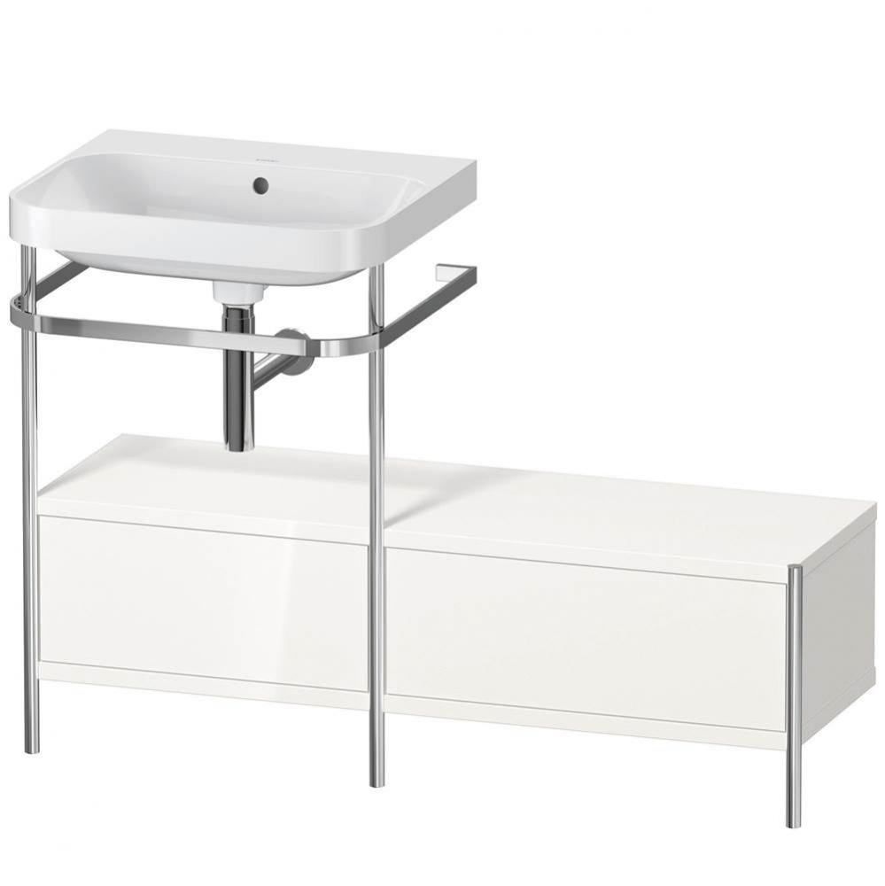 Happy D.2 Plus C-Shaped Vanity Kit with Sink and Metal Console White