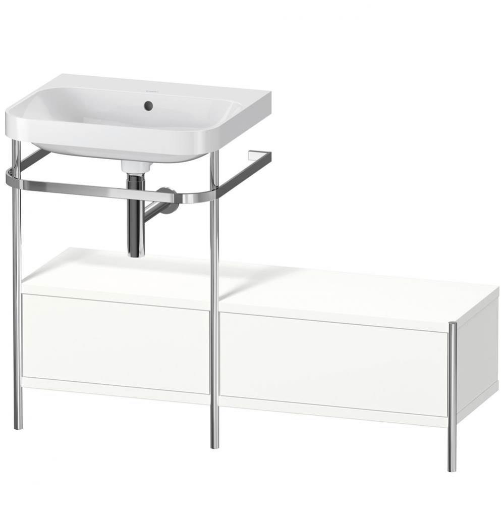 Happy D.2 Plus C-Shaped Vanity Kit with Sink and Metal Console White