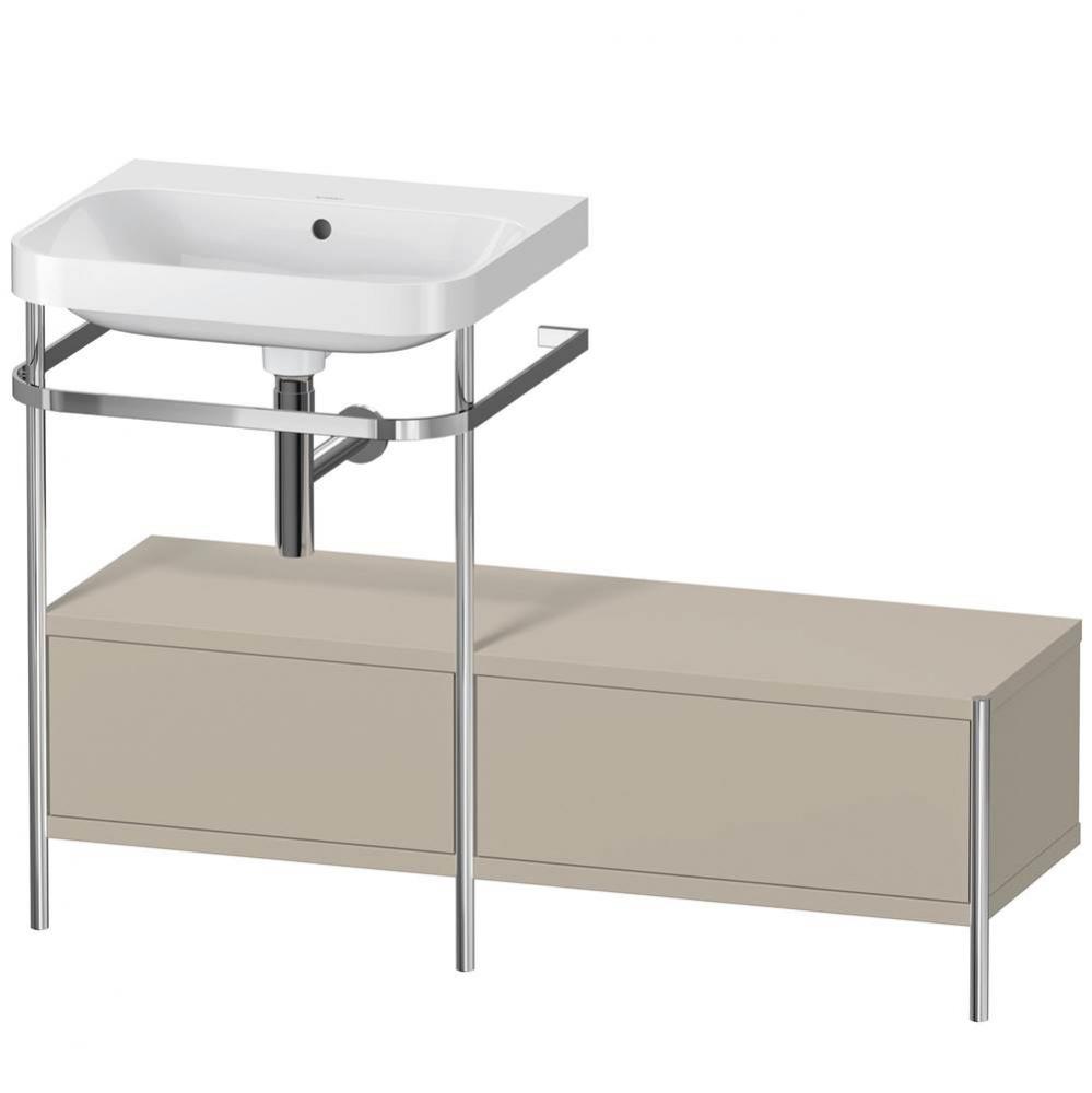 Happy D.2 Plus C-Shaped Vanity Kit with Sink and Metal Console Taupe