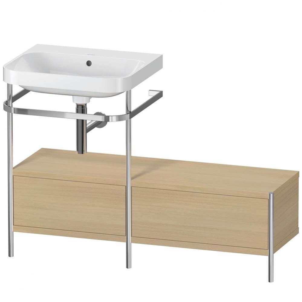 Happy D.2 Plus C-Shaped Vanity Kit with Sink and Metal Console Mediterranean Oak