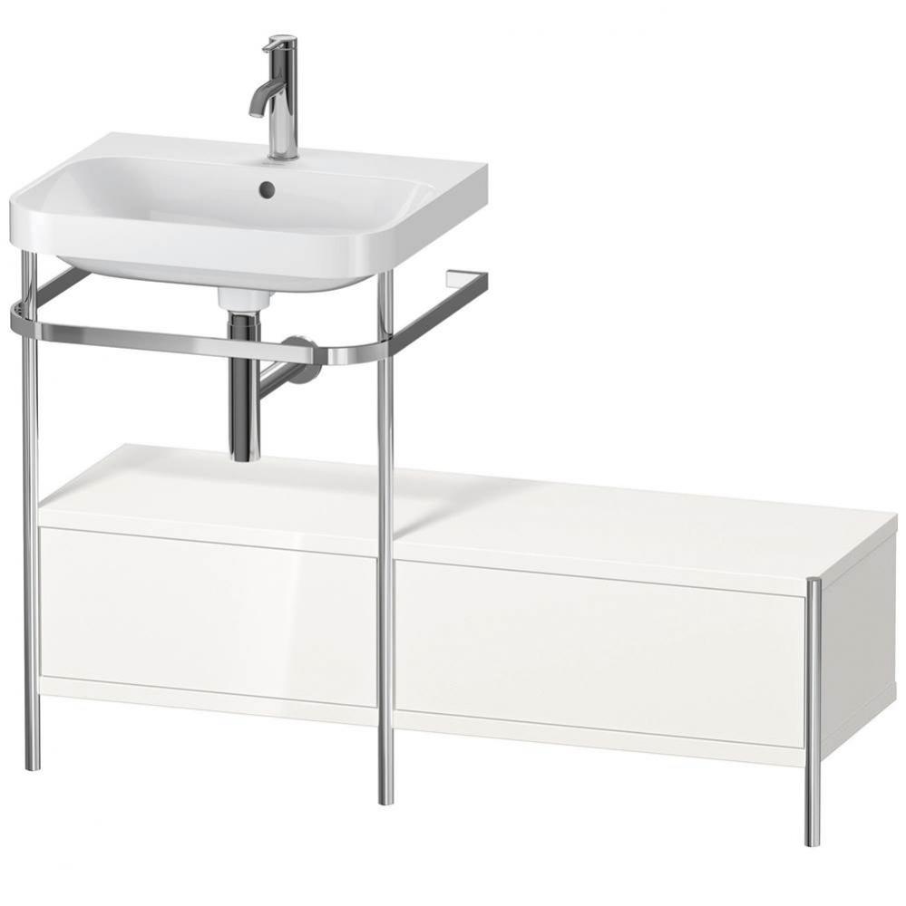 Happy D.2 Plus C-Shaped Vanity Kit with Sink and Metal Console White