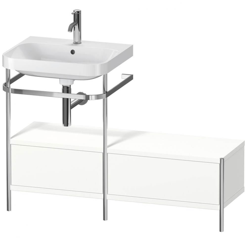 Happy D.2 Plus C-Shaped Vanity Kit with Sink and Metal Console White