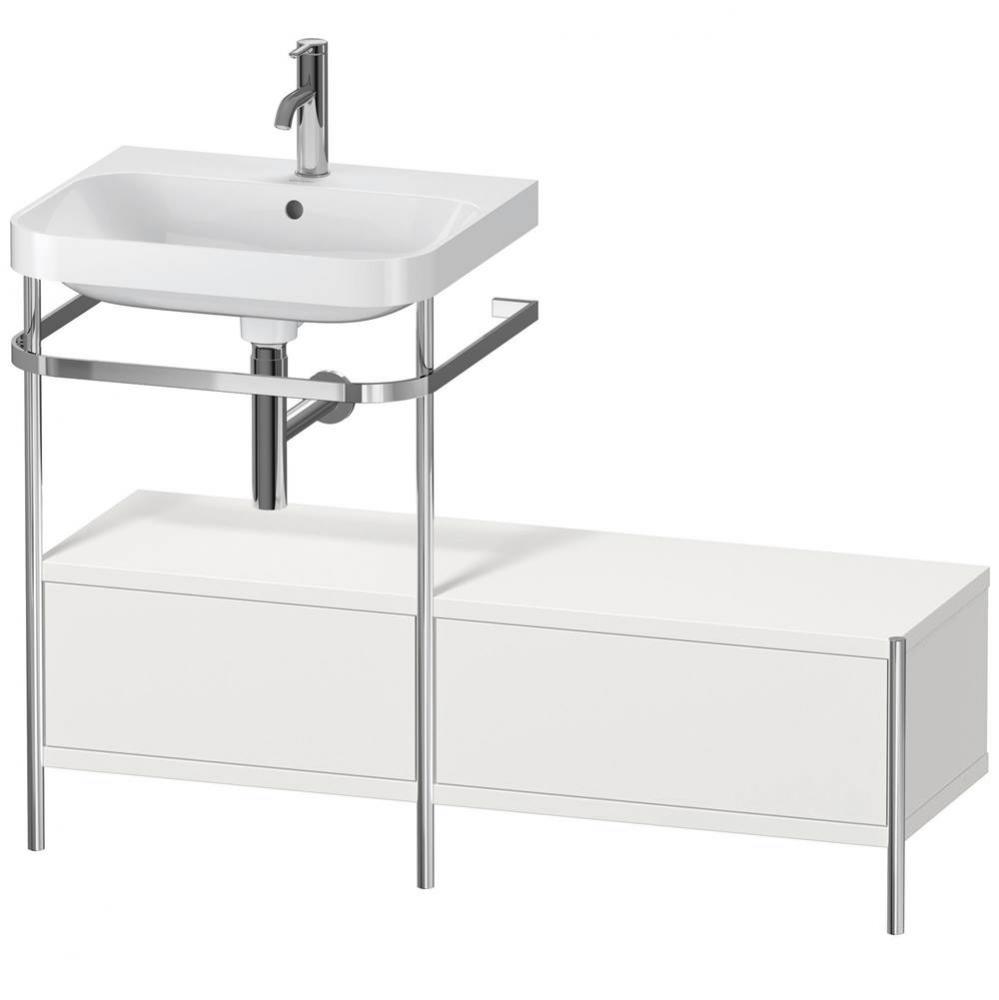 Happy D.2 Plus C-Shaped Vanity Kit with Sink and Metal Console Nordic White