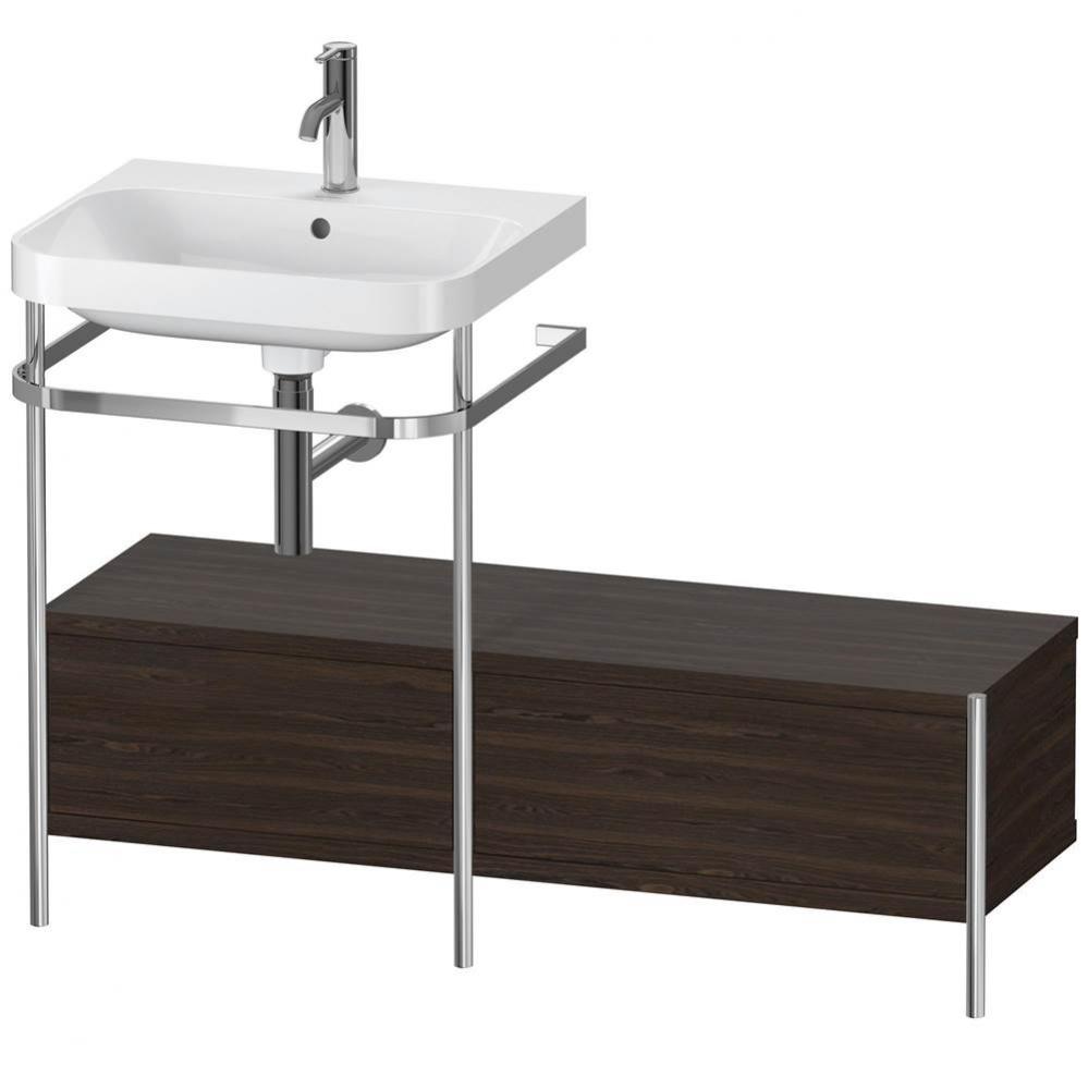 Happy D.2 Plus C-Shaped Vanity Kit with Sink and Metal Console Walnut Brushed