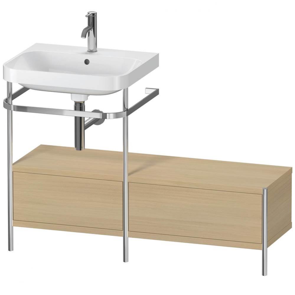 Happy D.2 Plus C-Shaped Vanity Kit with Sink and Metal Console Mediterranean Oak