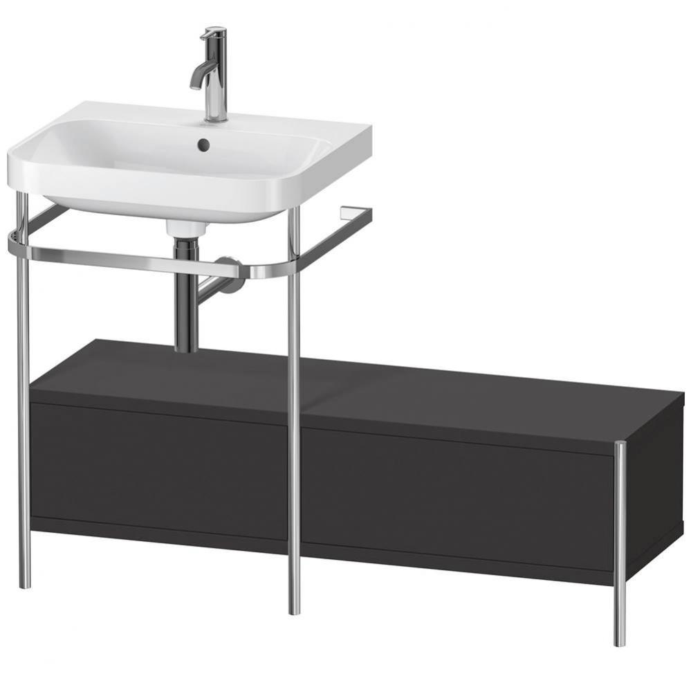 Happy D.2 Plus C-Shaped Vanity Kit with Sink and Metal Console Graphite