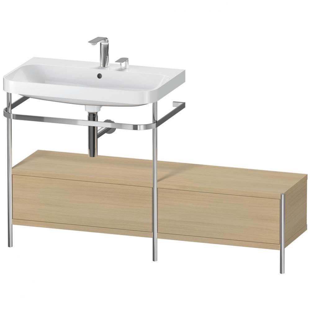 Happy D.2 Plus C-Shaped Vanity Kit with Sink and Metal Console Mediterranean Oak